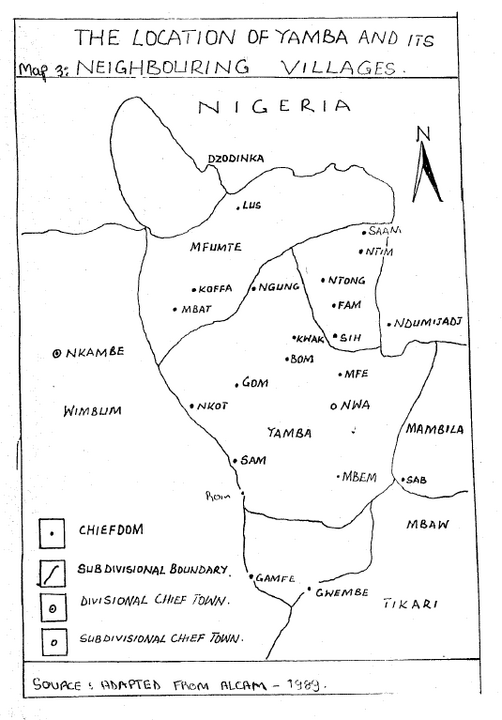 The map of the Yamba homeland The map of the Yamba homeland