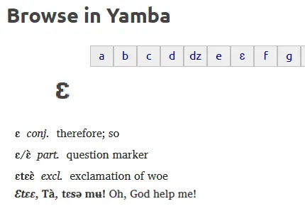 Yamba Dictionary